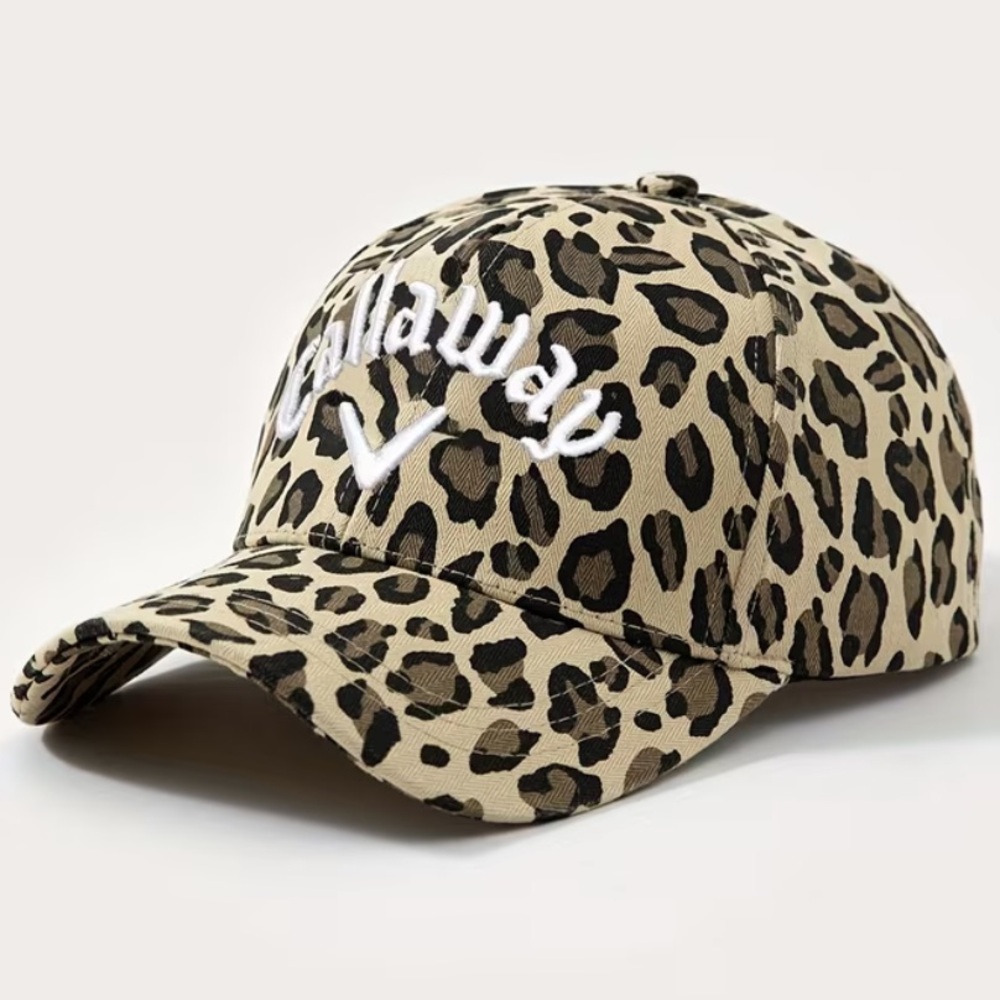 Callaway Tan and Brown Leopard Print Golf Hat Embroidered Logo Adjustable NWT